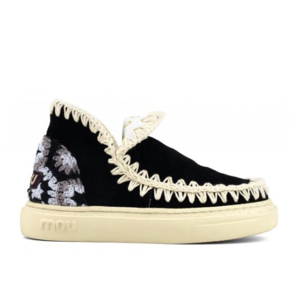 NEW MOU women's bold eskimo sneakers in black & white